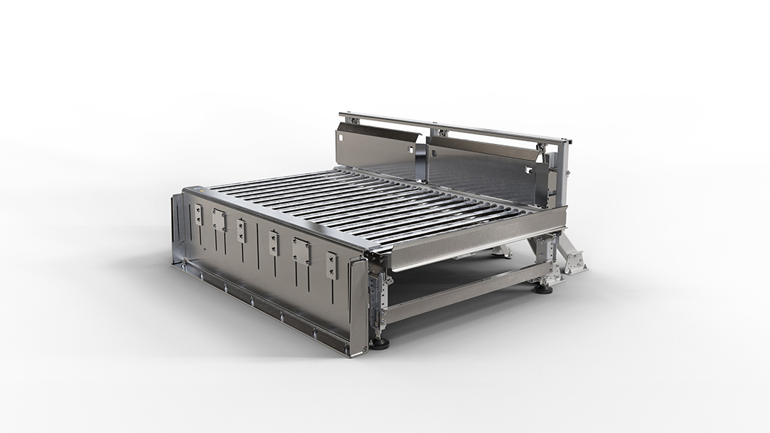 Single or double infeed and single or double discharge with small roller conveyor