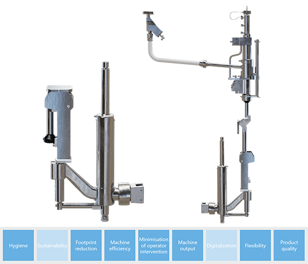 Automatic probe adjustment and automatically positioned CIP cups